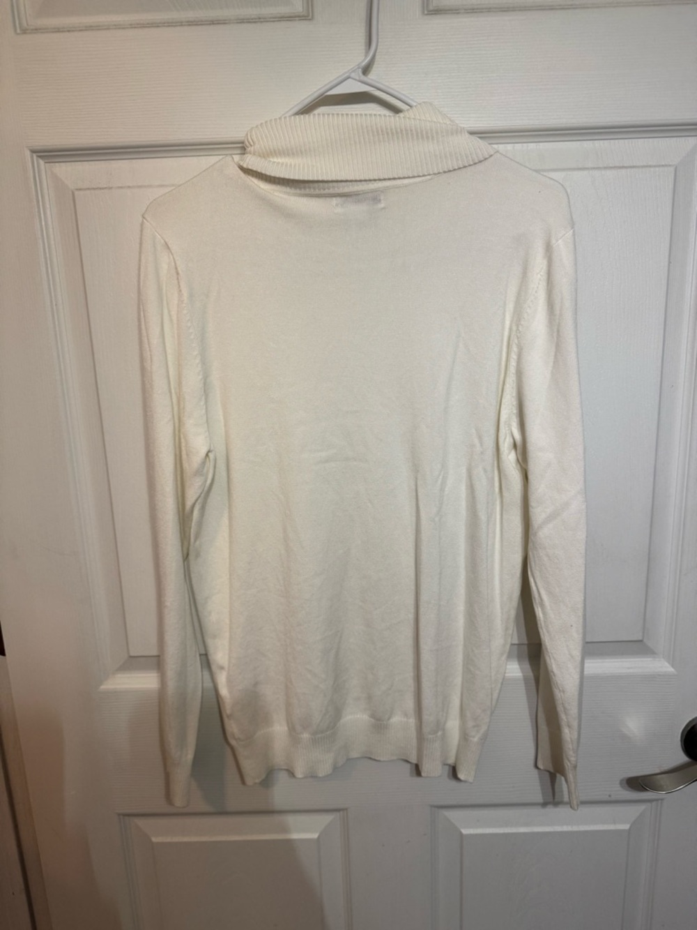 Calvin Klein Cream Ribbed Collar Lightweight Sweater